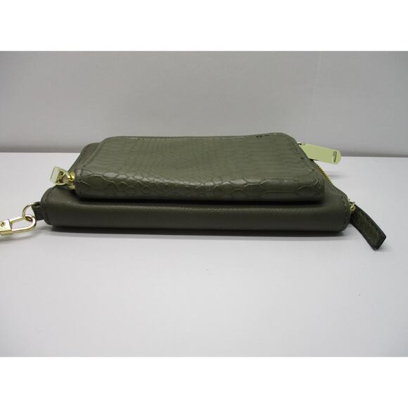 Enzo Angiolini Grey Faux Leather Snakeskin Detail Wallet Clutch - Picture 5 of 9